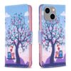 Colored Drawing Pattern Flip Leather Phone Case, For iPhone 15 Plus, For iPhone 15
