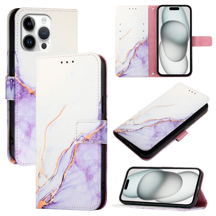 PT003 Marble Pattern Flip Leather Phone Case, For iPhone 16 Pro Max, For iPhone 16 Pro, For iPhone 16 Plus, For iPhone 16