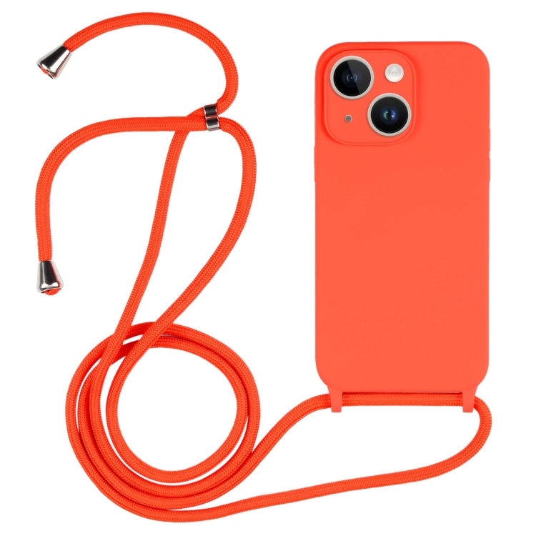 Crossbody Lanyard Liquid Silicone Case, For iPhone 15 Plus