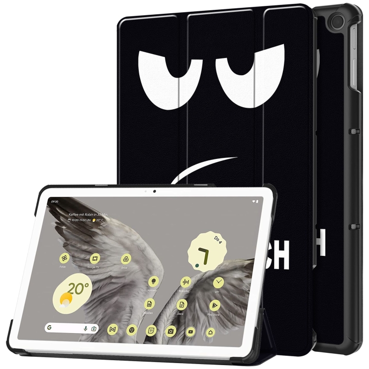 Custer Painted 3-Fold Holder Smart Leather Tablet Case, For Google Pixel Tablet