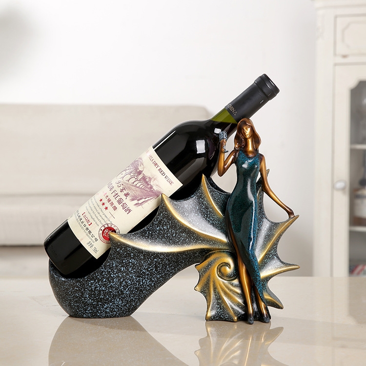Blonde Shape Creative Red Wine Shelf Drain Rack Bottle Holder Ornament Resin Home Decoration