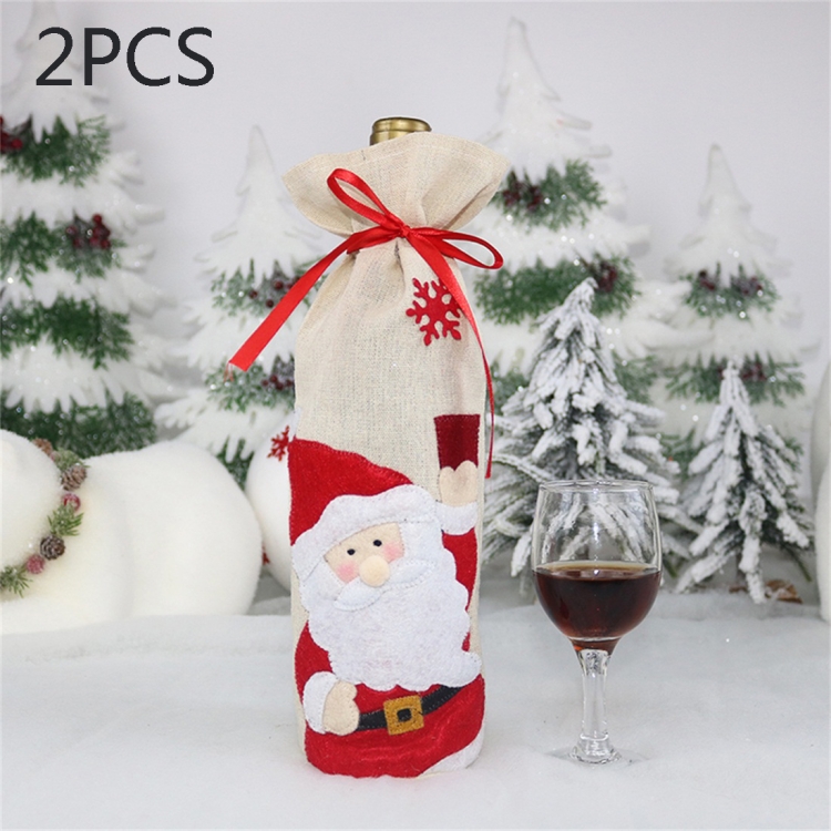 2 PCS CX20216 Elk Pattern Wine Bottle Bag Christmas Decoration, HC4911A, HC4911B, HC4911C