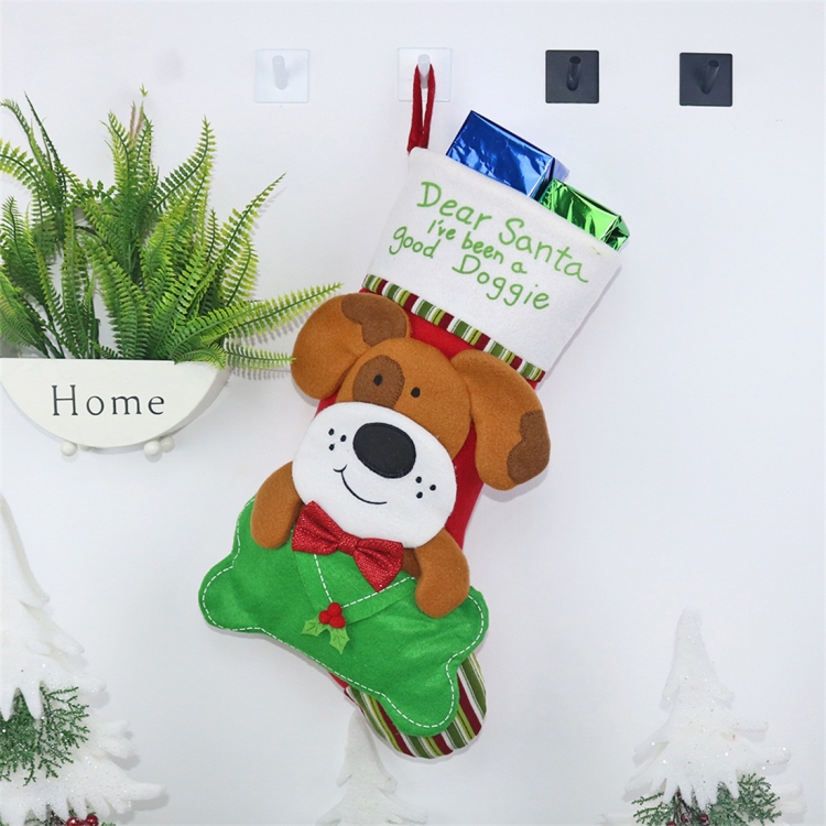CX20224 Dog Pattern Christmas Sock Gift Bag Christmas Tree Pendant Decoration, HC4931A, HC4931B