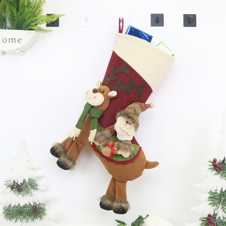 CX20226 Santa Claus Pattern Christmas Sock Gift Bag Christmas Tree Pendant Decoration, HC4934A, HC4934B, HC4934C