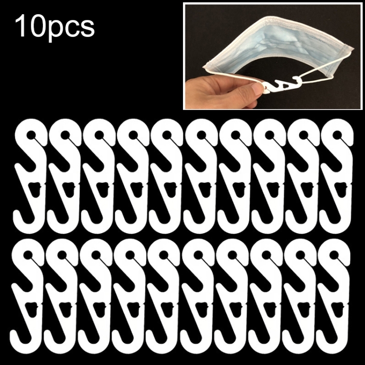 10 PCS Extension Adjustable Anti-Slip S Hook Ear Loops Retainer for Face Mask, Anti-Slip S Hook(White)