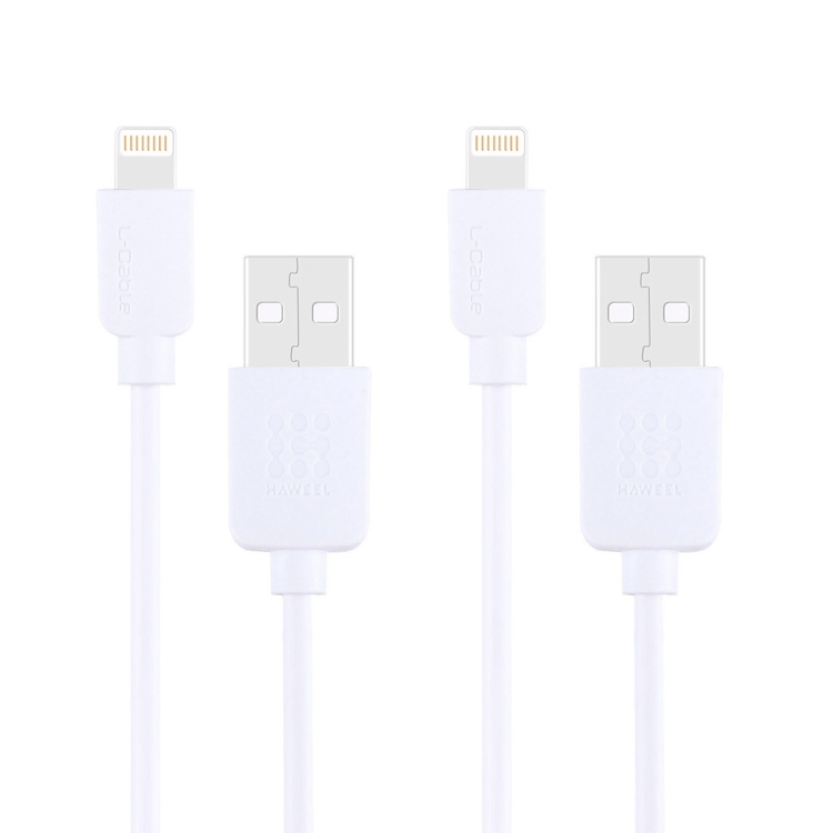 2 PCS HAWEEL 1m High Speed 8 pin to USB Sync and Charging Cable Kit for iPhone, iPad(White)