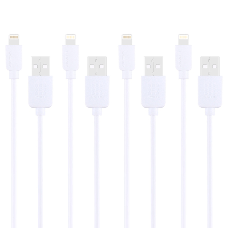 4 PCS HAWEEL 1m High Speed 8 pin to USB Sync and Charging Cable Kit for iPhone, iPad(White)
