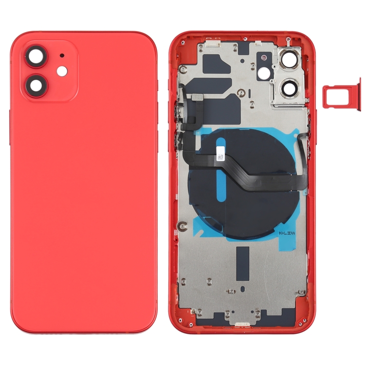 Battery Back Cover (with Side Keys & Card Tray & Power + Volume Flex Cable & Wireless Charging Module) for iPhone 12, For iPhone 12