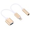 10cm 8 Pin Female & 3.5mm Audio Female to 8 Pin Male Charger Adapter Cable, Support All IOS Systems