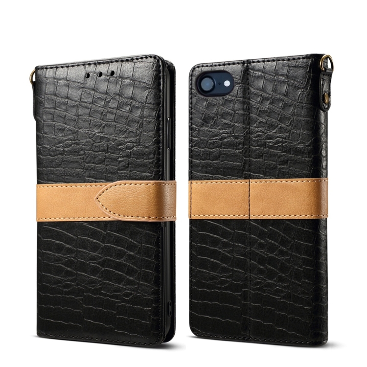 Splicing Color Crocodile Texture PU Horizontal Flip Leather Case for iPhone 7 / 8, with Wallet & Holder & Card Slots & Lanyard, For iPhone 7 / 8