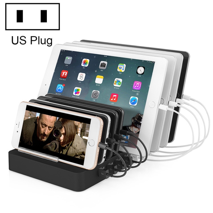 X6 96W 2.4A 8 USB Ports Smart Charger with Detachable Bezel, US Plug, US Plug Black, US Plug White