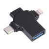 X09 4 in 1 USB to Dual 8 Pin+USB-C/Type-C Interface OTG Adapter