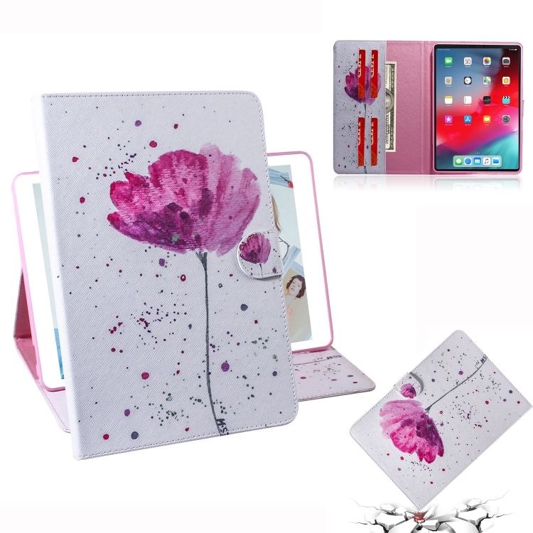 Purple Orchids Pattern Horizontal Flip Leather Case for iPad Pro 11 inch (2018), with Holder & Card Slot & Wallet