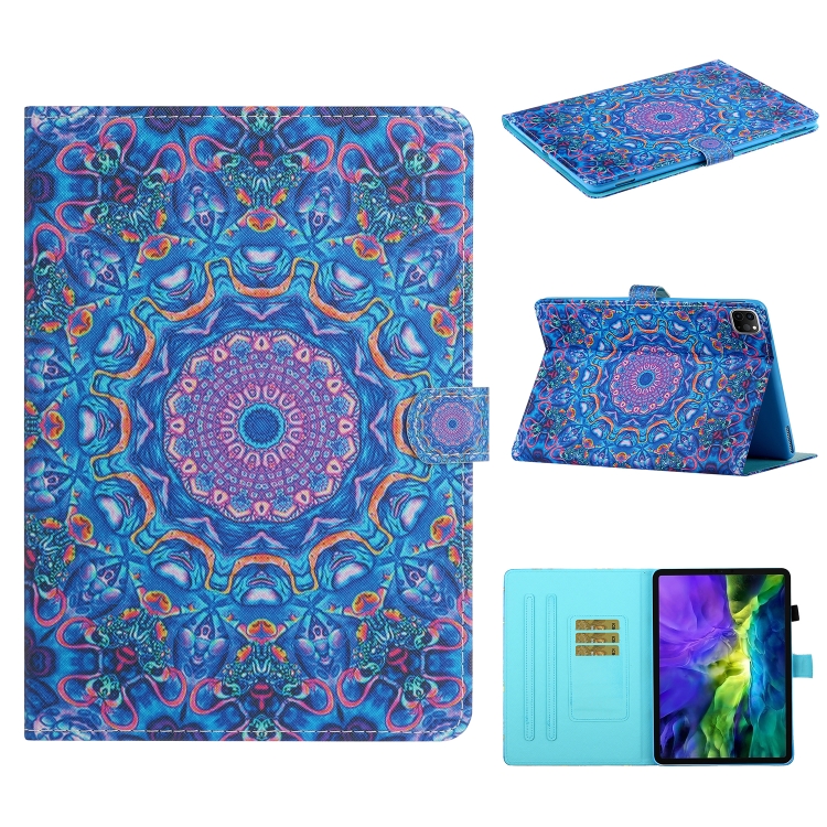 For iPad 11 Pro (2020) Painted Flower Totem Car Line TPU Horizontal Flip Leather Tablet Case with Holder & Card Slot & Sleep / Wake-up Function