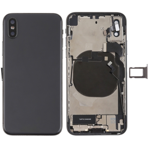 Battery Back Cover Assembly with Side Keys & Vibrator & Speaker Ringer Buzzer & Power Button + Volume Button Flex Cable & Card Tray & Battery Adhesive for iPhone X, For iPhone X