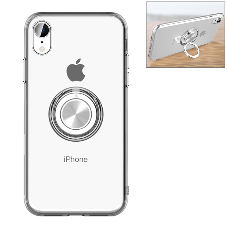 For iPhone XR Transparent TPU Metal Ring Case with Metal Ring Holder, iPhone  XR, iPhone   XR