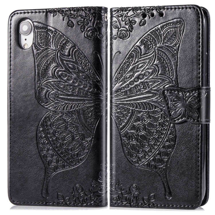 For iPhone XR Butterfly Love Flowers Embossing Horizontal Flip Leather Case with Holder & Card Slots & Wallet & Lanyard, For iPhone XR