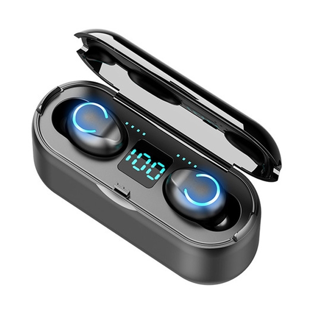 F9-8 TWS CVC8.0 Noise Cancelling Touch Mini Bluetooth Earphone with Charging Box, Support Three-screen LED Power Display & Mobile Phone Holder & Call & Voice Assistant, F9-8