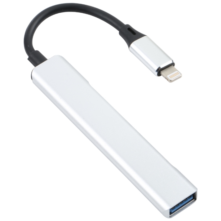 S-209 3 in 1 8 Pin Male to Dual USB 2.0 + USB 3.0 Female Adapter HUB, S-209 (Silver), S-209 (Silver Grey)