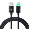 1m Woven Style Micro USB to USB 2.0 Data Sync Cable with LED Indicator Light