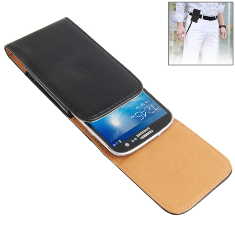 Waist Pack Leather Case with Belt Clip for iPhone 6 & 6S, Galaxy S5 / G900 / S III / i9300 / S IV / i9500(Black)