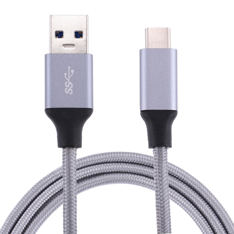 1m Wires Woven Metal Head USB-C / Type-C 3.1 to USB 3.0 Data / Charger Cable