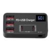 988B 5 in 1 DC 24V Dual USB-C/Type-C+3 USB Ports Multifunctional Digital Display Fast Charger