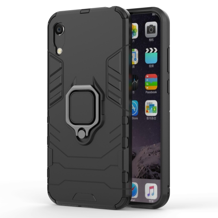 PC + TPU Shockproof Protective Case with Magnetic Ring Holder for Huawei Honor 8A / Y6 Pro 2019, Black, Navy Blue, Red