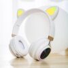 P28 Cat Ear Wired Headphone Music Stereo Headset with Microphone