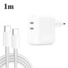 35W PD3.0 USB-C / Type-C Dual Port Charger with Type-C to Type-C Data Cable, EU Plug, EU Plug + 1m Type-C Cable, EU Plug + 2m Type-C Cable