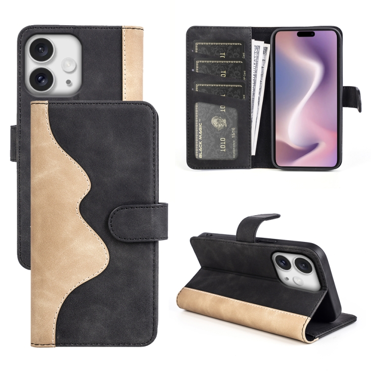 Stitching Horizontal Flip Leather Phone Case, For iPhone 16 Pro, For iPhone 16 Plus, For iPhone 16, For iPhone 15 Pro Max
