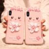 For iPhone X / XS Cherry Blossoms Style Full Package Anti Falling Silicone Sleeve