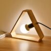 Retro Wooden Art Bedroom Bedside Eye Protection LED Desk Lamp, AC 220V, US Plug, Triangle Shape, Hexagon Shape, Square Shape