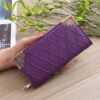 Embossed Lingge Long Wallet Retro Pattern Multi-Card Clutch Bag