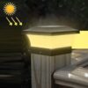 Solar LED Waterproof Outdoor Column Light Courtyard Lighting Lamp, Warm Light, White Light
