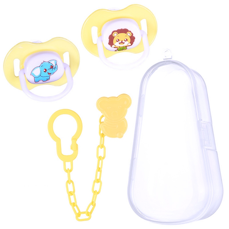 Baby Cartoon Silicone Pacifier Set And Chain Combo Baby Sleeping Peacefully