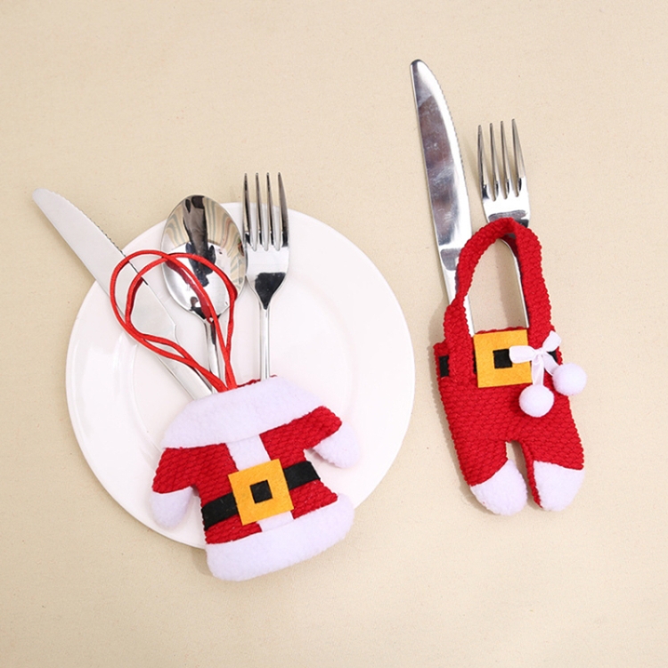 Christmas Table Decoration Christmas Small Clothes Pants Cutlery Cover, Cloth Button, Plastic Button