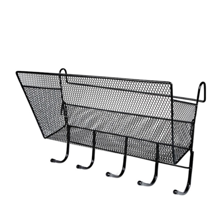 Dormitory Upper Bunk Bedside Storage Rack Bedside Hanging Basket Hook, Black Hanging Basket + Black Hook, White Hanging Basket + White Hook