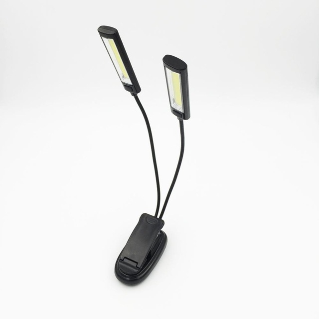Portable Dual Flexible Arms COB LED Clip Camping Light Reading Desk Laptop Music Stand Lamp, 2