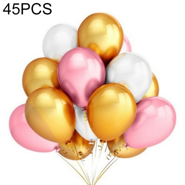 45 PCS/Lot 12 Inch Pearl Latex Balloons Birthday Wedding Party Decor with Colored Ribbon