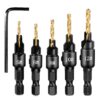 5 PCS/Set Countersink Woodworking Drill Bit Set Hexagon Screw Hardware Tool, Gold, Silver