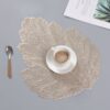 Leaf PVC Heat Resistant Placemat Drink Glass Coaster, Size: 37x47cm