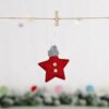 Christmas Decoration Knitted Hat Five-Pointed Star Small Pendant, Red, Gray, Green