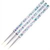 3pcs / Set Nail Art Brush Tool Acrylic Nail Crystal Carving Phototherapy Drawing Pen, Silver Tube, Golden Tube