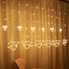 LED Heart-Shaped Decorative Lights Curtain Lights Holiday Dress String Lights, EU Plug, Warm White Light, Colorful Light