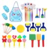 Children DIY Sponge Seal Painting Brush Painting Tool Set, Blue Painting Clothes, Yellow Painting Clothes