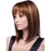 Women Medium Long Style Straight Hair Headgear, Brown, Light Gold