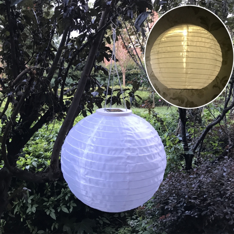 26LM Outdoor Solar White Lantern Hanging Lamp Wedding Festival Celebration Lantern Courtyard Decorative Light