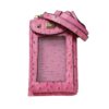 Multifunctional Touch Screen Hanging Neck Ostrich Pattern Mobile Phone Bag Women One-Shoulder Messenger Mini Coin Purse, Rose Red, Brown