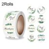 2 Rolls Thank You Floral Sticker Wedding Gift Decoration Label, 2.5cm / 1inch